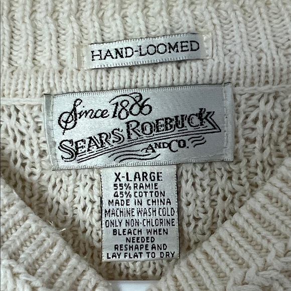 Vintage Sears Roebuck Men's Cream Crewneck Sweater Size XL - Picture 2 of 3
